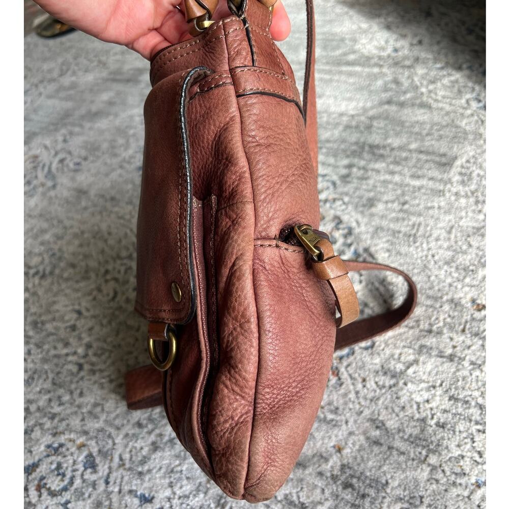 Fossil Morgan Traveler Crossbody Brown Distressed Leather Saddle Bag - Picture 13 of 16
